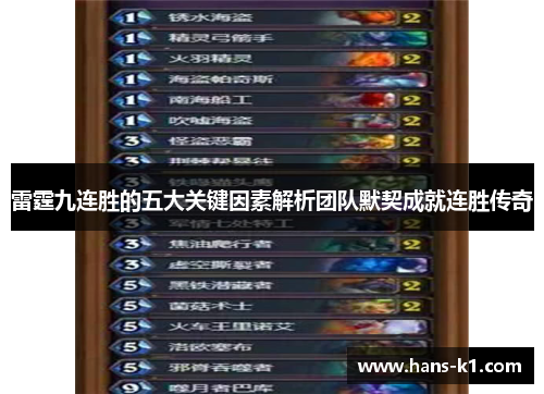雷霆九连胜的五大关键因素解析团队默契成就连胜传奇